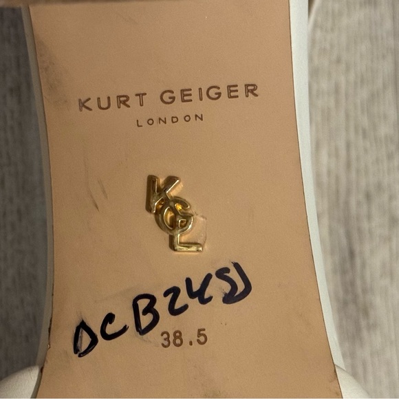 Kurt Geiger London Burlington Leather In Bone Block Heel Shoes 38.5 WORN ONCE - Picture 9 of 12